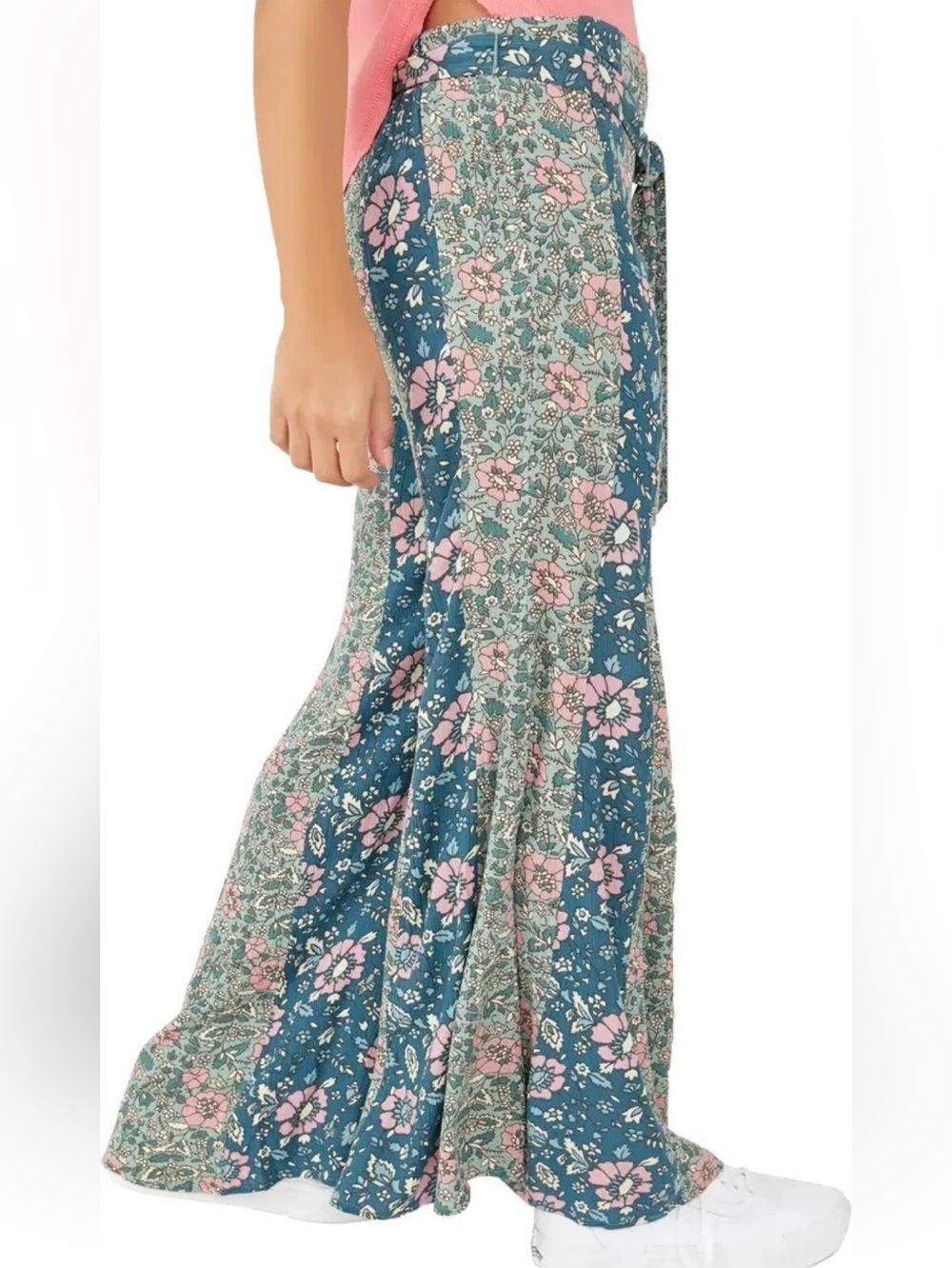 Wide-Leg Floral Print Lounge Pants - Blue - Picture 6 of 8